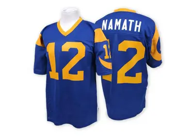 Men's Authentic Joe Namath Los Angeles Rams Blue Mitchell and Ness Throwback Jersey