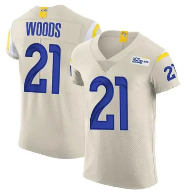 Men's Elite Charles Woods Los Angeles Rams Bone Vapor Jersey