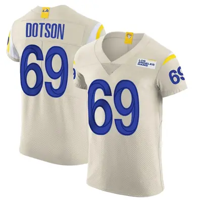 Men's Elite Kevin Dotson Los Angeles Rams Bone Vapor Jersey