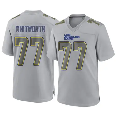 Men's Game Andrew Whitworth Los Angeles Rams Gray Atmosphere Fashion Jersey