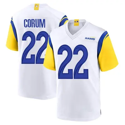 Men's Game Blake Corum Los Angeles Rams White Jersey