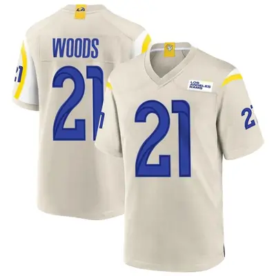 Men's Game Charles Woods Los Angeles Rams Bone Jersey