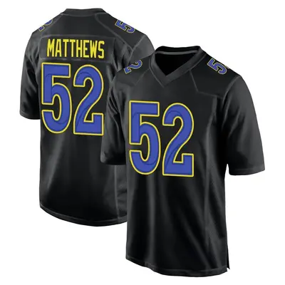 Men's Game Clay Matthews Los Angeles Rams Black Fashion Jersey