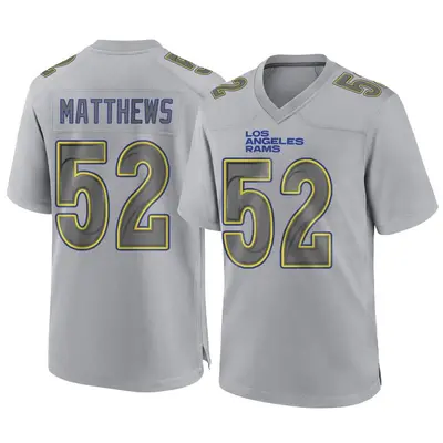 Men's Game Clay Matthews Los Angeles Rams Gray Atmosphere Fashion Jersey