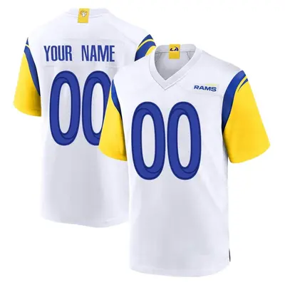 Men's Game Custom Los Angeles Rams White Jersey