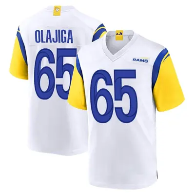 Men's Game David Olajiga Los Angeles Rams White Jersey