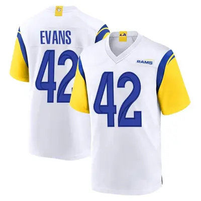 Men's Game Ethan Evans Los Angeles Rams White Jersey