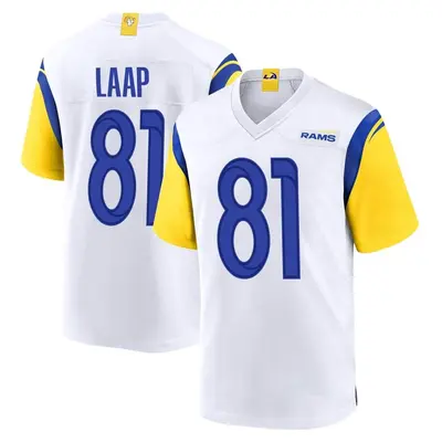 Men's Game JJ Laap Los Angeles Rams White Jersey