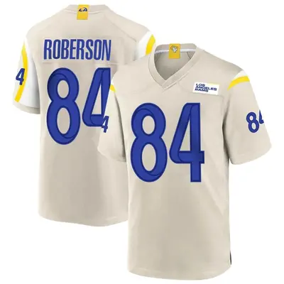 Men's Game Jaquarii Roberson Los Angeles Rams Bone Jersey