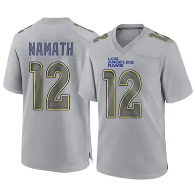 Men's Game Joe Namath Los Angeles Rams Gray Atmosphere Fashion Jersey