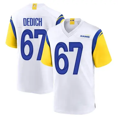 Men's Game Justin Dedich Los Angeles Rams White Jersey