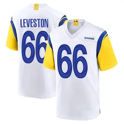 Men's Game KT Leveston Los Angeles Rams White Jersey