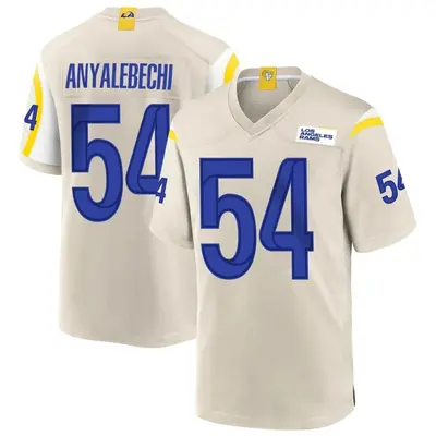 Men's Game Kelechi Anyalebechi Los Angeles Rams Bone Jersey