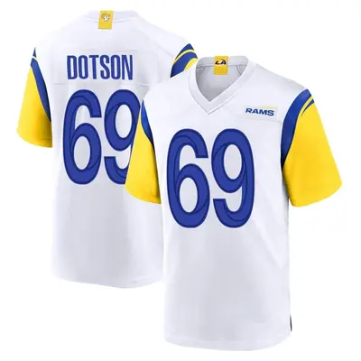 Men's Game Kevin Dotson Los Angeles Rams White Jersey