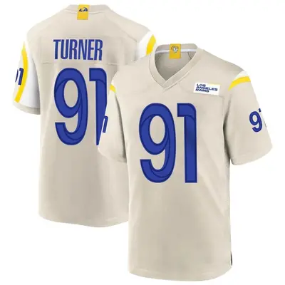 Men's Game Kobie Turner Los Angeles Rams Bone Jersey