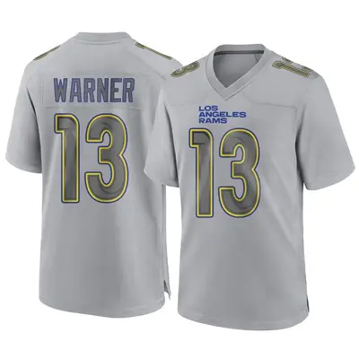 Men's Game Kurt Warner Los Angeles Rams Gray Atmosphere Fashion Jersey