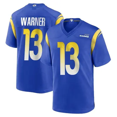 Men's Game Kurt Warner Los Angeles Rams Royal Alternate Jersey