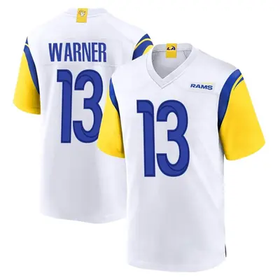 Men's Game Kurt Warner Los Angeles Rams White Jersey