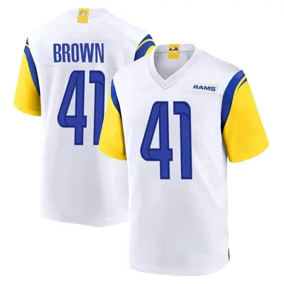 Men's Game Malcolm Brown Los Angeles Rams White Jersey