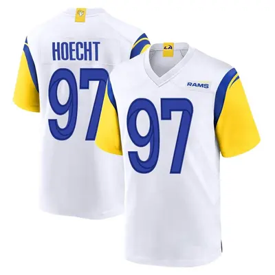 Men's Game Michael Hoecht Los Angeles Rams White Jersey