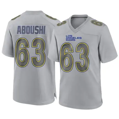 Men's Game Oday Aboushi Los Angeles Rams Gray Atmosphere Fashion Jersey