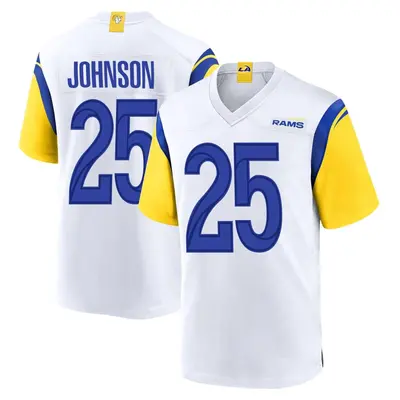 Men's Game Quindell Johnson Los Angeles Rams White Jersey