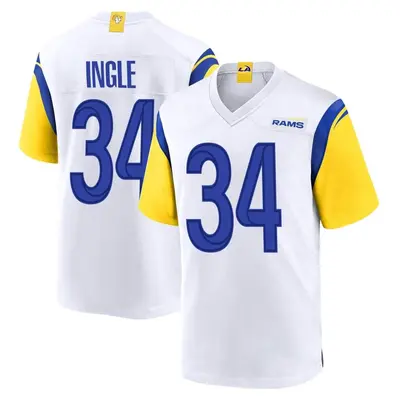 Men's Game Tanner Ingle Los Angeles Rams White Jersey