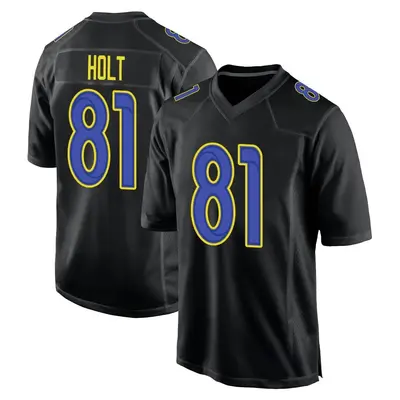 Men's Game Torry Holt Los Angeles Rams Black Fashion Jersey