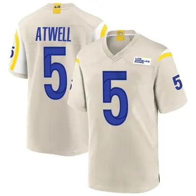 Men's Game Tutu Atwell Los Angeles Rams Bone Jersey