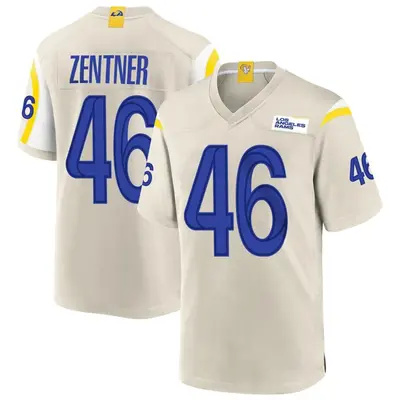 Men's Game Ty Zentner Los Angeles Rams Bone Jersey