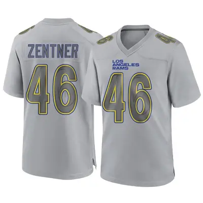 Men's Game Ty Zentner Los Angeles Rams Gray Atmosphere Fashion Jersey