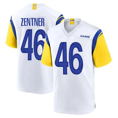 Men's Game Ty Zentner Los Angeles Rams White Jersey