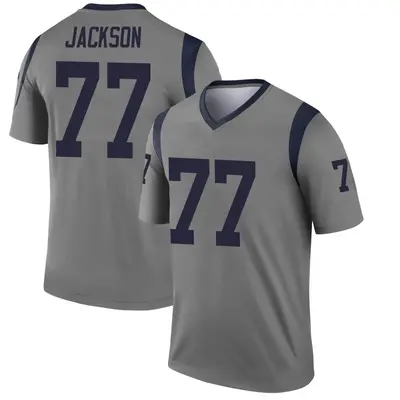 Men's Legend Alaric Jackson Los Angeles Rams Gray Inverted Jersey