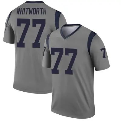 Men's Legend Andrew Whitworth Los Angeles Rams Gray Inverted Jersey