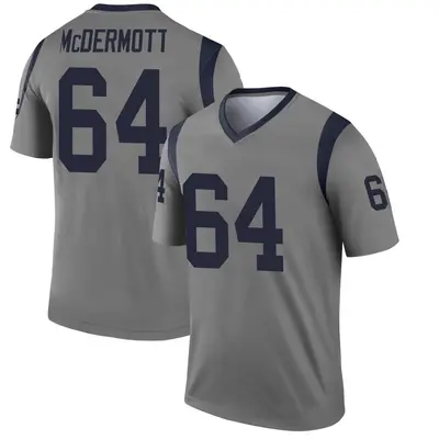 Men's Legend Conor McDermott Los Angeles Rams Gray Inverted Jersey