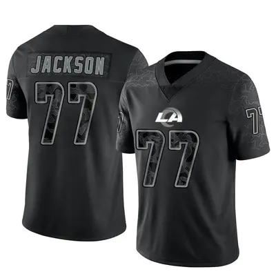 Men's Limited Alaric Jackson Los Angeles Rams Black Reflective Jersey