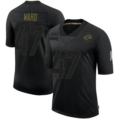 Men's Limited Alex Ward Los Angeles Rams Black 2020 Salute To Service Jersey