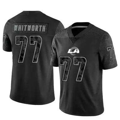 Men's Limited Andrew Whitworth Los Angeles Rams Black Reflective Jersey