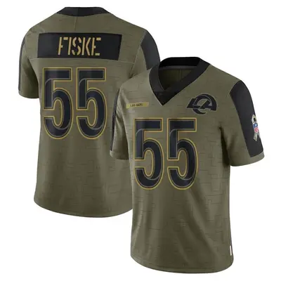 Men's Limited Braden Fiske Los Angeles Rams Olive 2021 Salute To Service Jersey