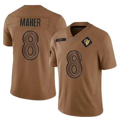 Men's Limited Brett Maher Los Angeles Rams Brown 2023 Salute To Service Jersey