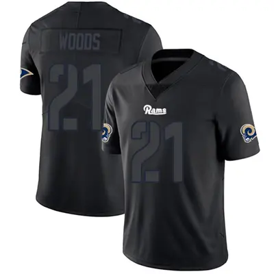 Men's Limited Charles Woods Los Angeles Rams Black Impact Jersey