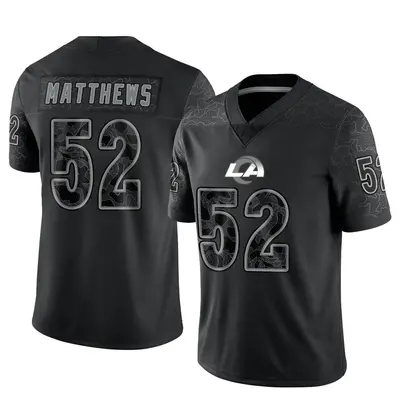 Men's Limited Clay Matthews Los Angeles Rams Black Reflective Jersey