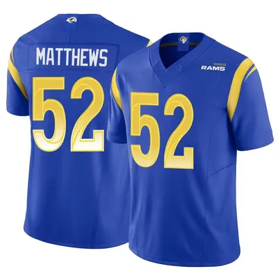 Men's Limited Clay Matthews Los Angeles Rams Royal Vapor F.U.S.E. Jersey