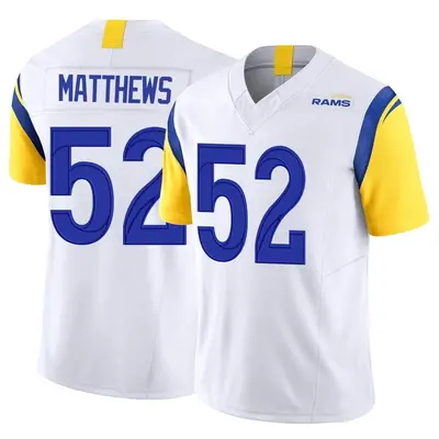 Men's Limited Clay Matthews Los Angeles Rams White Vapor F.U.S.E. Jersey