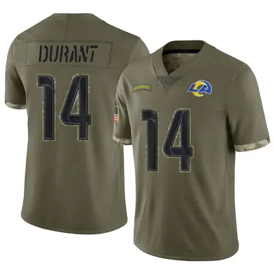 Men's Limited Cobie Durant Los Angeles Rams Olive 2022 Salute To Service Jersey