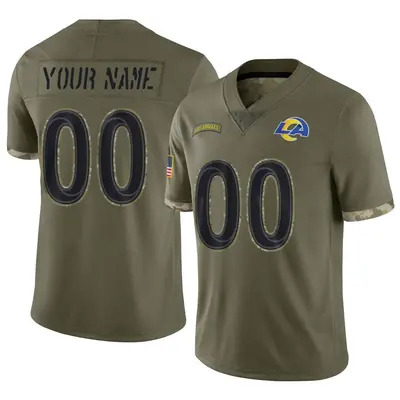 Men's Limited Custom Los Angeles Rams Olive 2022 Salute To Service Jersey