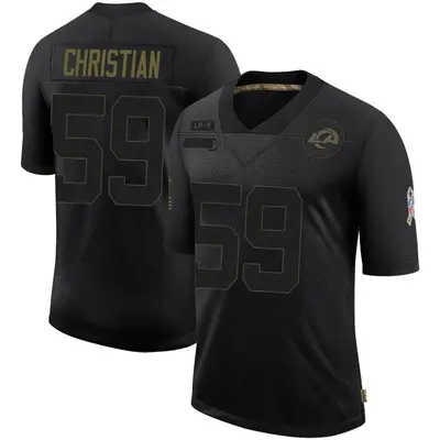 Men's Limited Geron Christian Los Angeles Rams Black 2020 Salute To Service Jersey