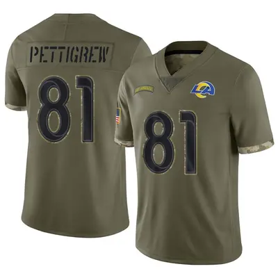 Men's Limited Jamal Pettigrew Los Angeles Rams Olive 2022 Salute To Service Jersey