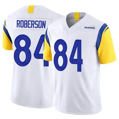 Men's Limited Jaquarii Roberson Los Angeles Rams White Vapor F.U.S.E. Jersey