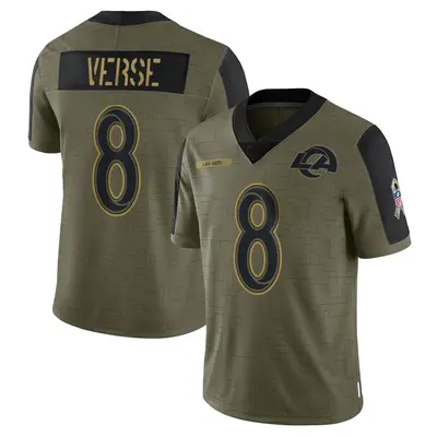 Men's Limited Jared Verse Los Angeles Rams Olive 2021 Salute To Service Jersey